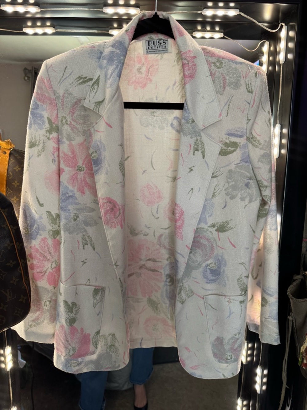 Vintage Russ Pastel Floral Blazer Jacket in White